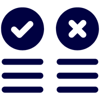 Symbol mit einem Häkchen und einem Kreuz, die Zustimmung und Ablehnung darstellen.