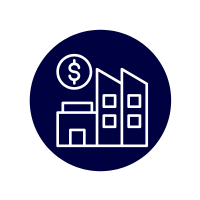 Grafik eines Gebäudes mit Dollarzeichen, das Gewerbefinanzierung darstellt.